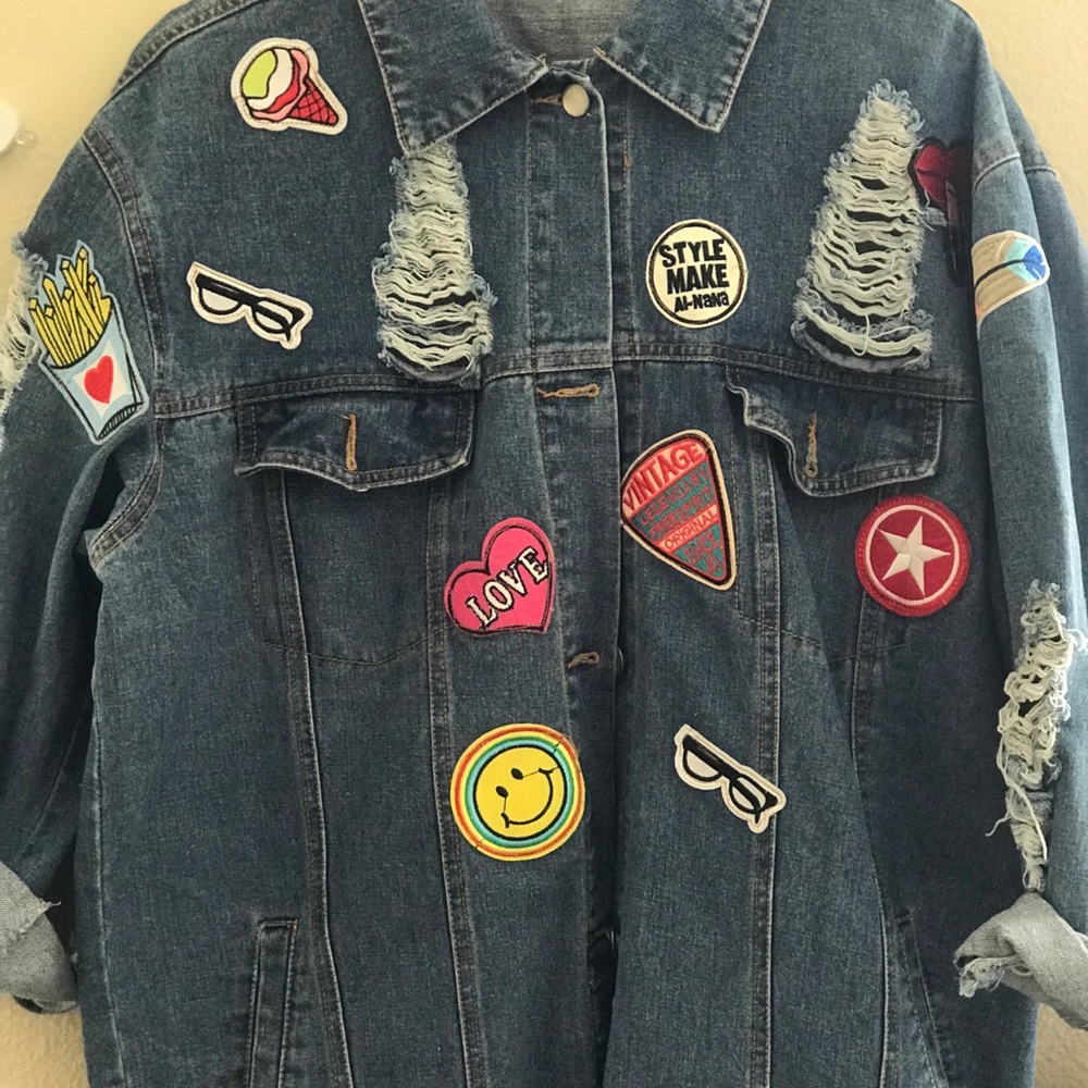 Denim jacket with patches